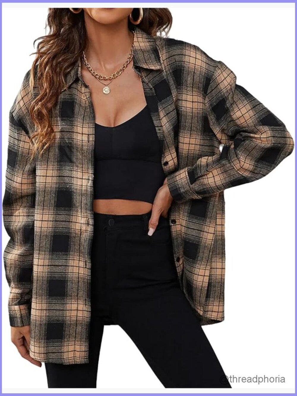 Casual Cuffed Long Sleeve Boyfriend Button Down Plaid Flannel Shirt